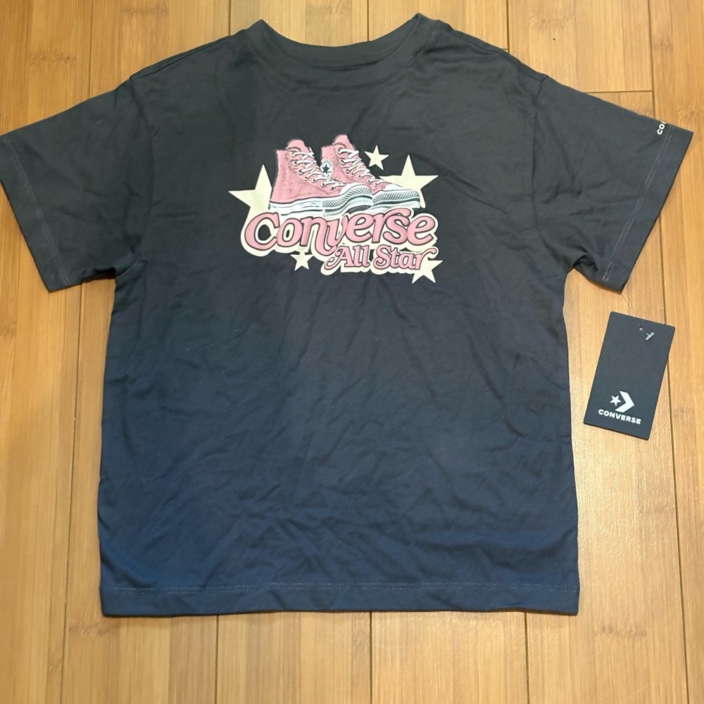 Converse Kids' Dark Blue Tee‎ with Pink Graphic